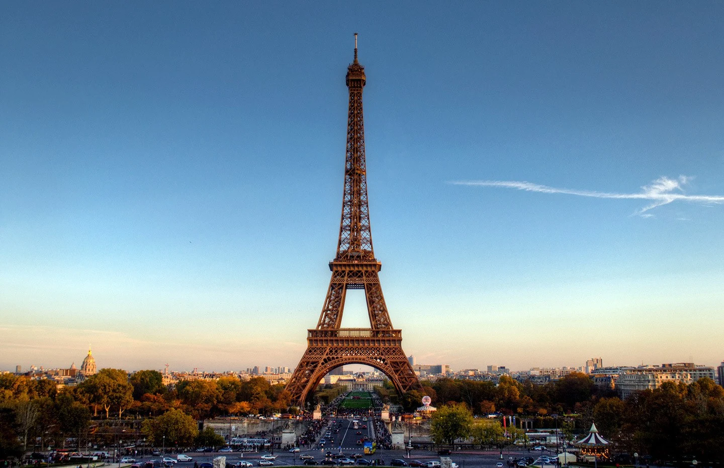 The Eiffel Tower at sunset on a French weekend break in Paris