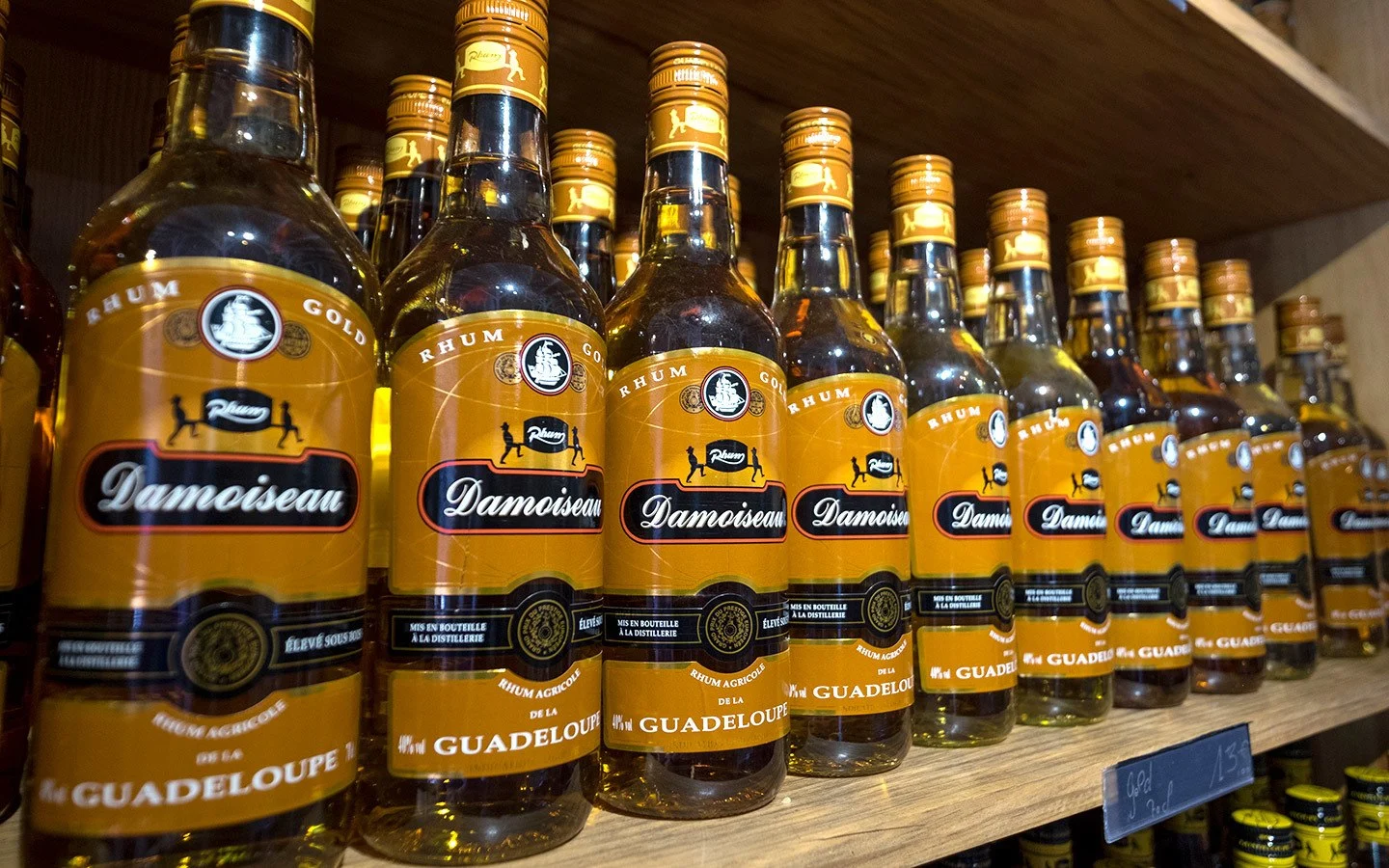 Bottles of Damoiseau distillery's golden rum