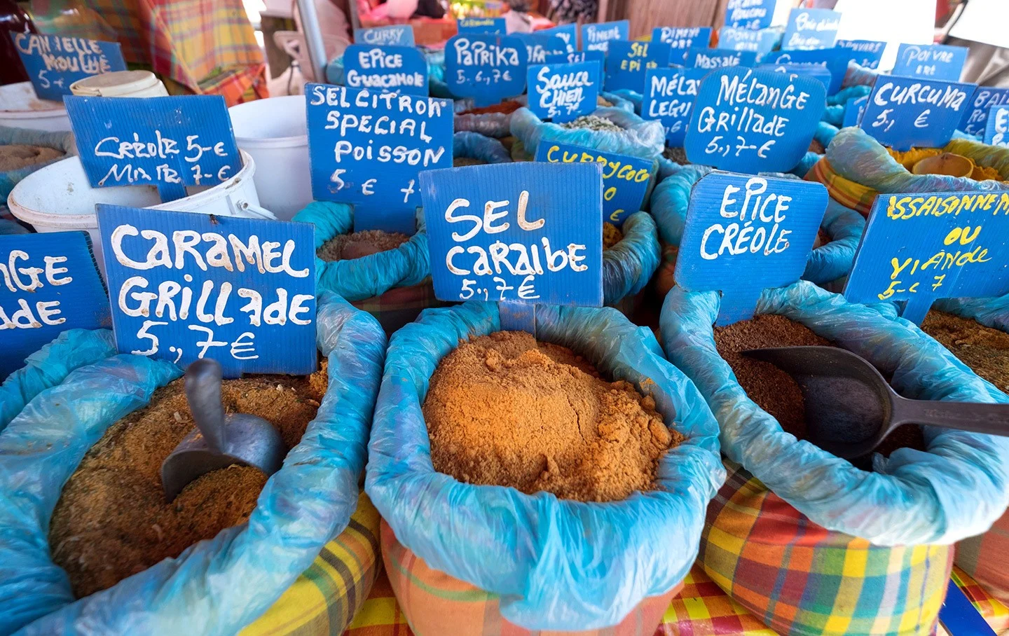 Spices in the market at Sainte-Anne, Guadeloupe