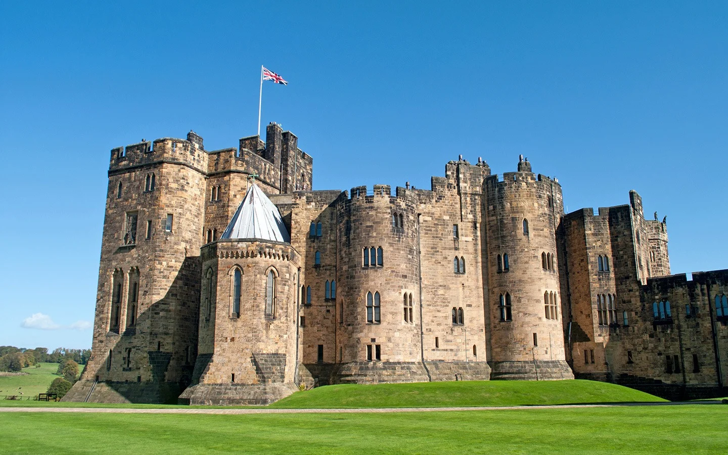 Alnwick Castle in Northumberland, England, a Harry Potter filming location