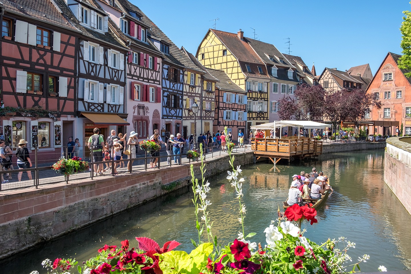 Along the canals in Petit Venice when visiting Colmar