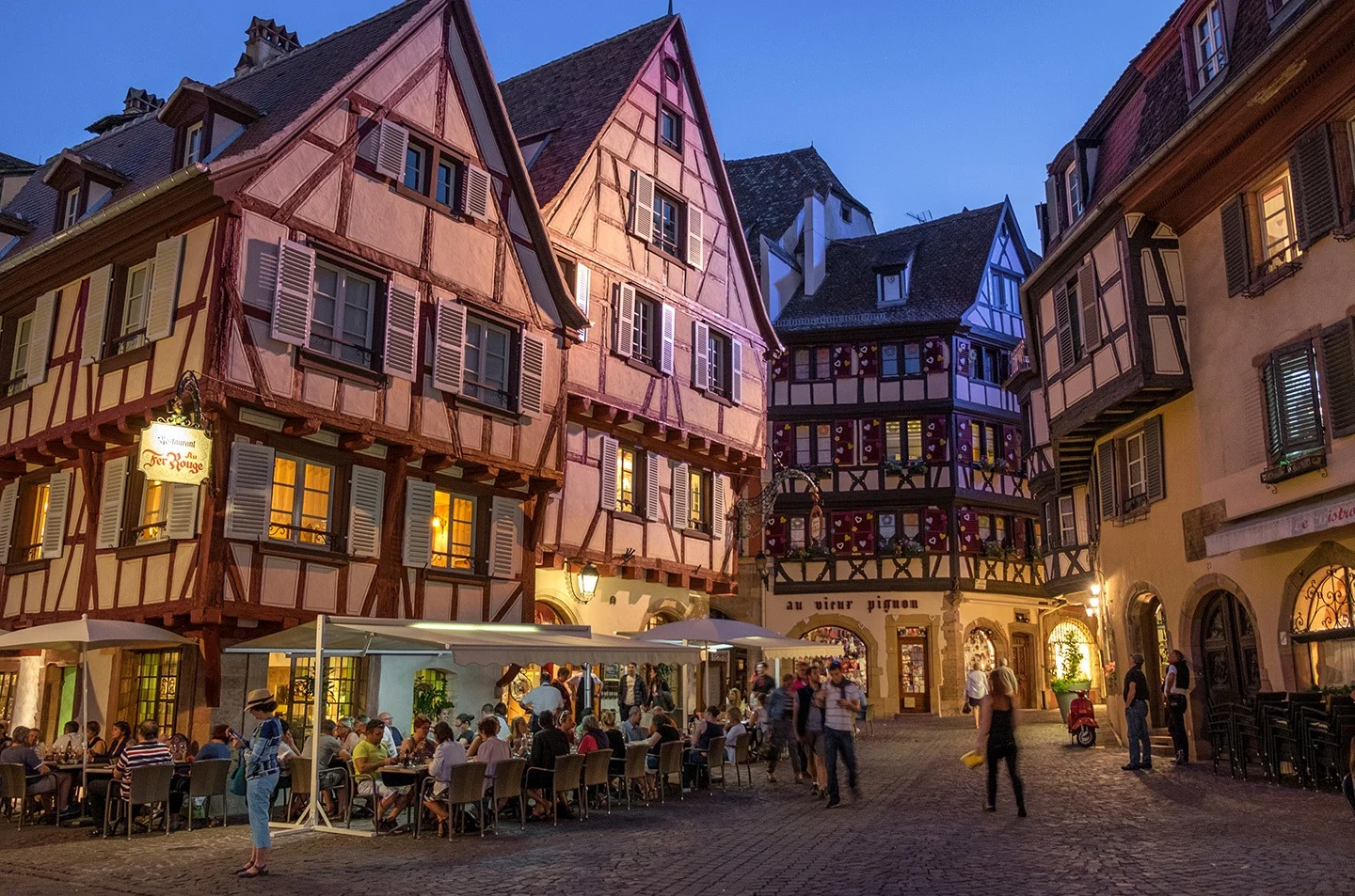 Colmar in France's Alsace region by night