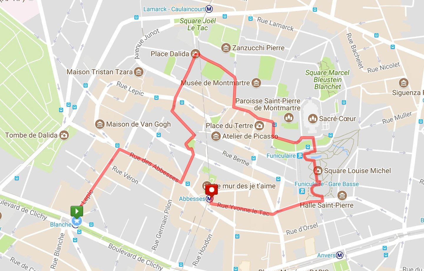 montmartre walking tour map