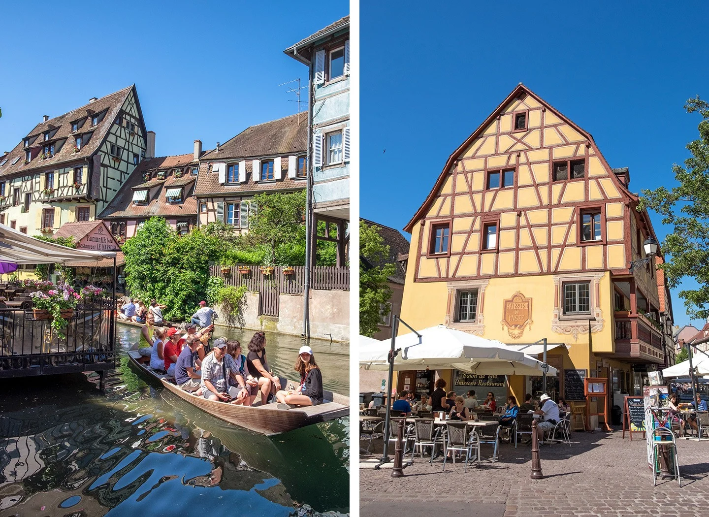 Canals and cafés in Colmar, Alsace