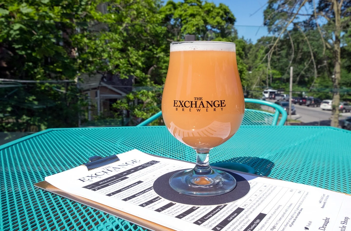 Beer on the patio at Exchange Brewery in Niagara on the Lake