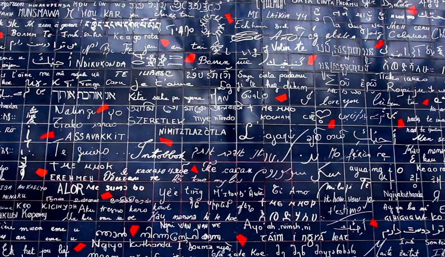 The Wall of Love or Le mur des je t'aime in Montmartre, Paris