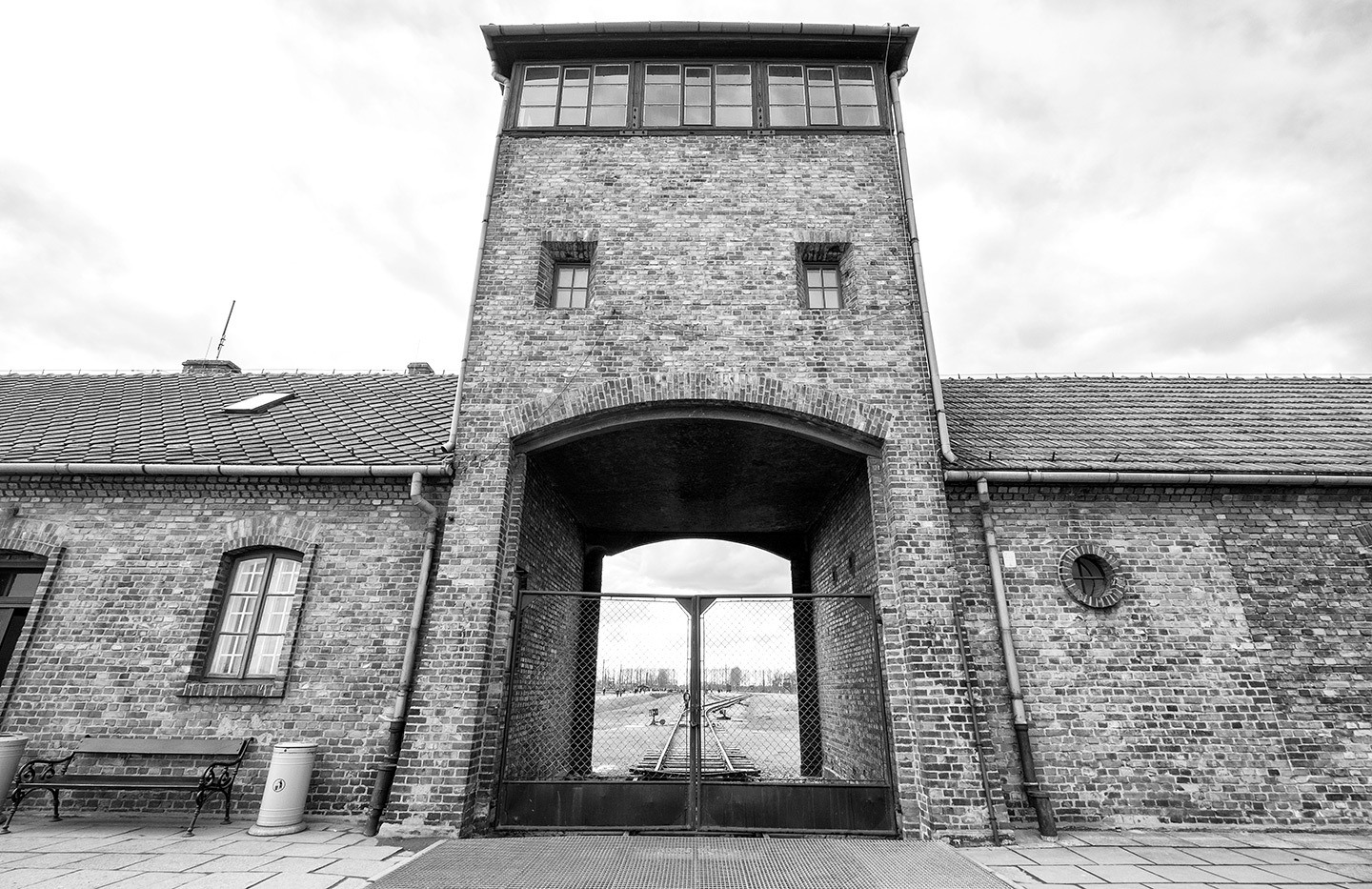 Entrance to Birkenau at Auschwitz-Birkenau, Poland