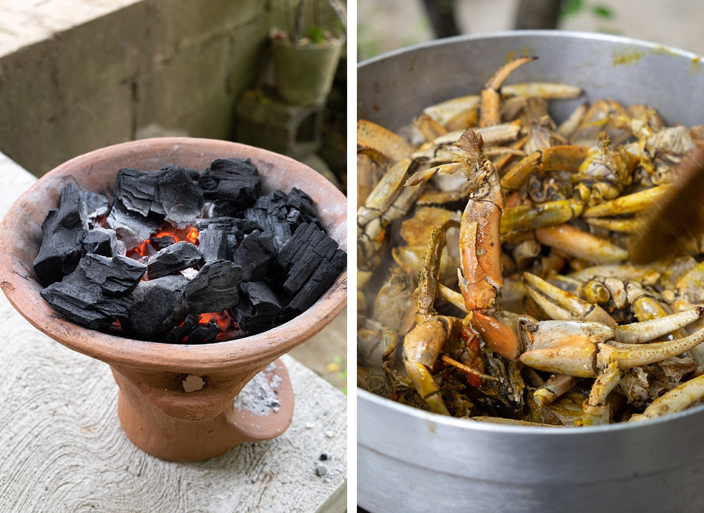 Coal pot cookery in St Lucia
