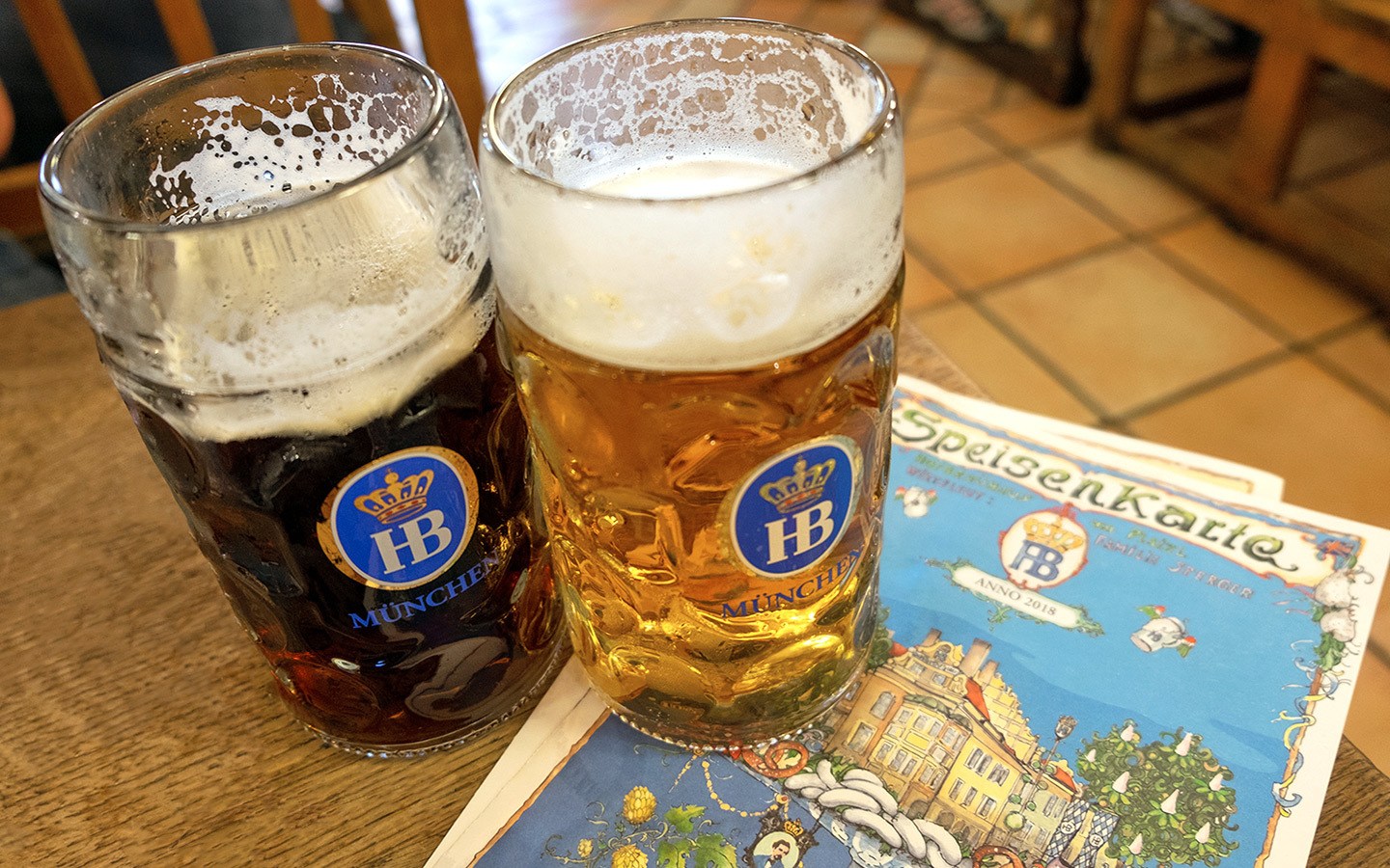 Beers in the Hofbräuhaus beer hall