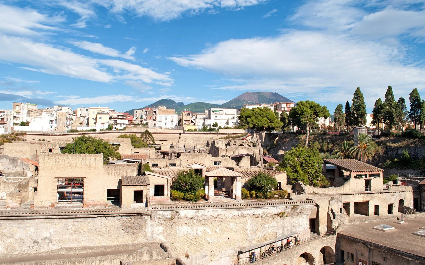 Looking down into the Roman city of Herculaneum, Italy