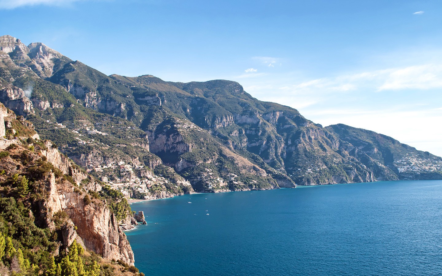Looking down the Amalfi Coast from the scenic coastal highway