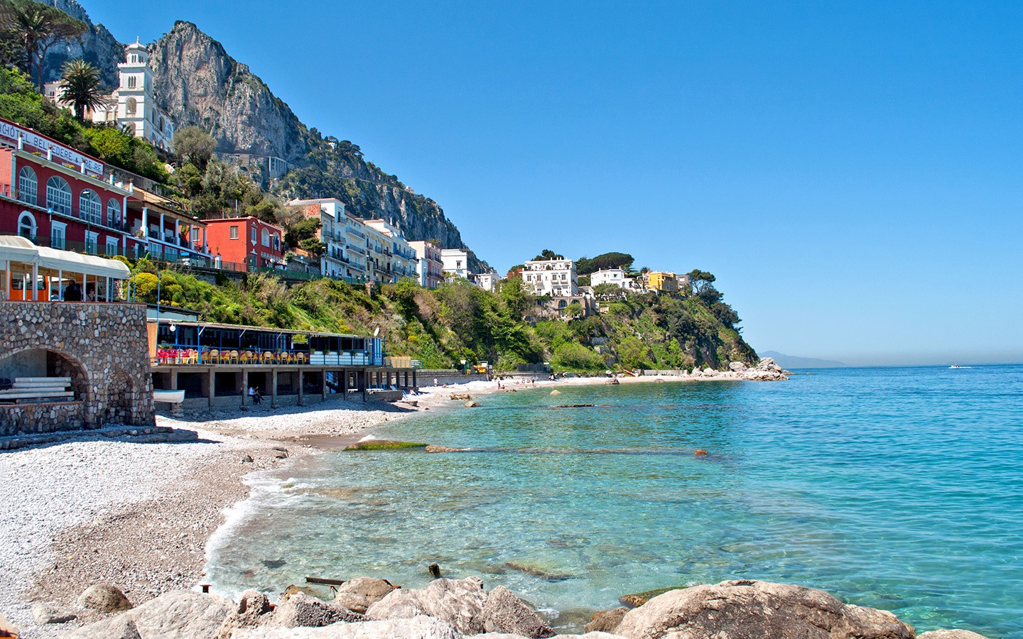 Beaches on the island of Capri, Italy on a day trip from Sorrento