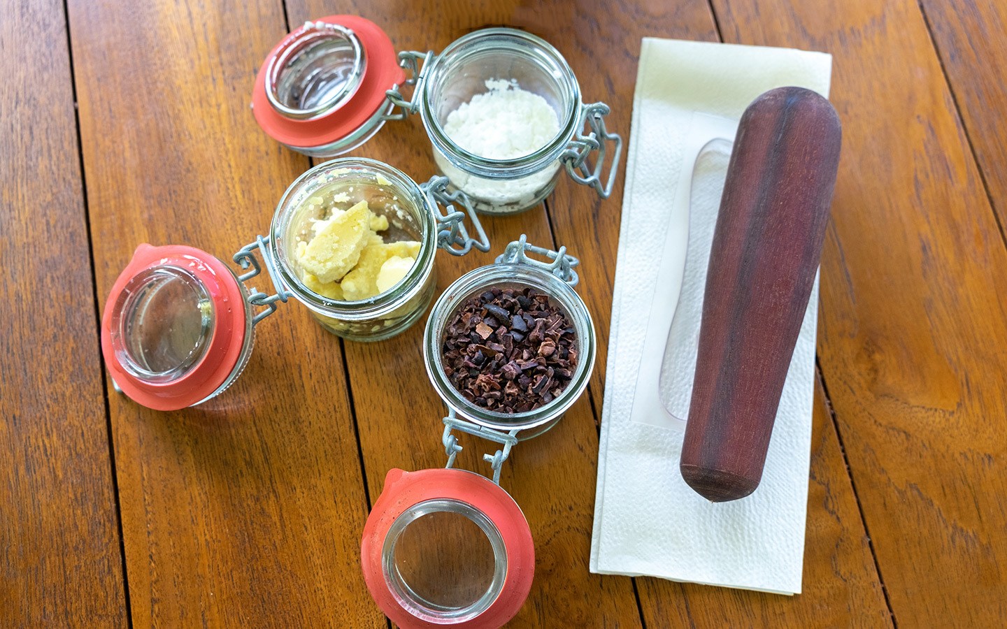 Chocolate making ingredients at Hotel Chocolat, St Lucia