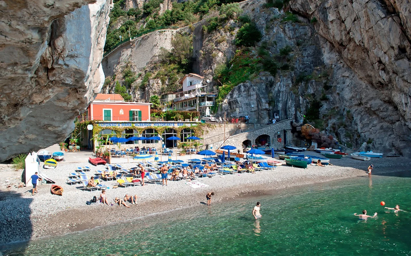 Marina di Praia beach in Praiano on the Amalfi Coast, Southern Italy