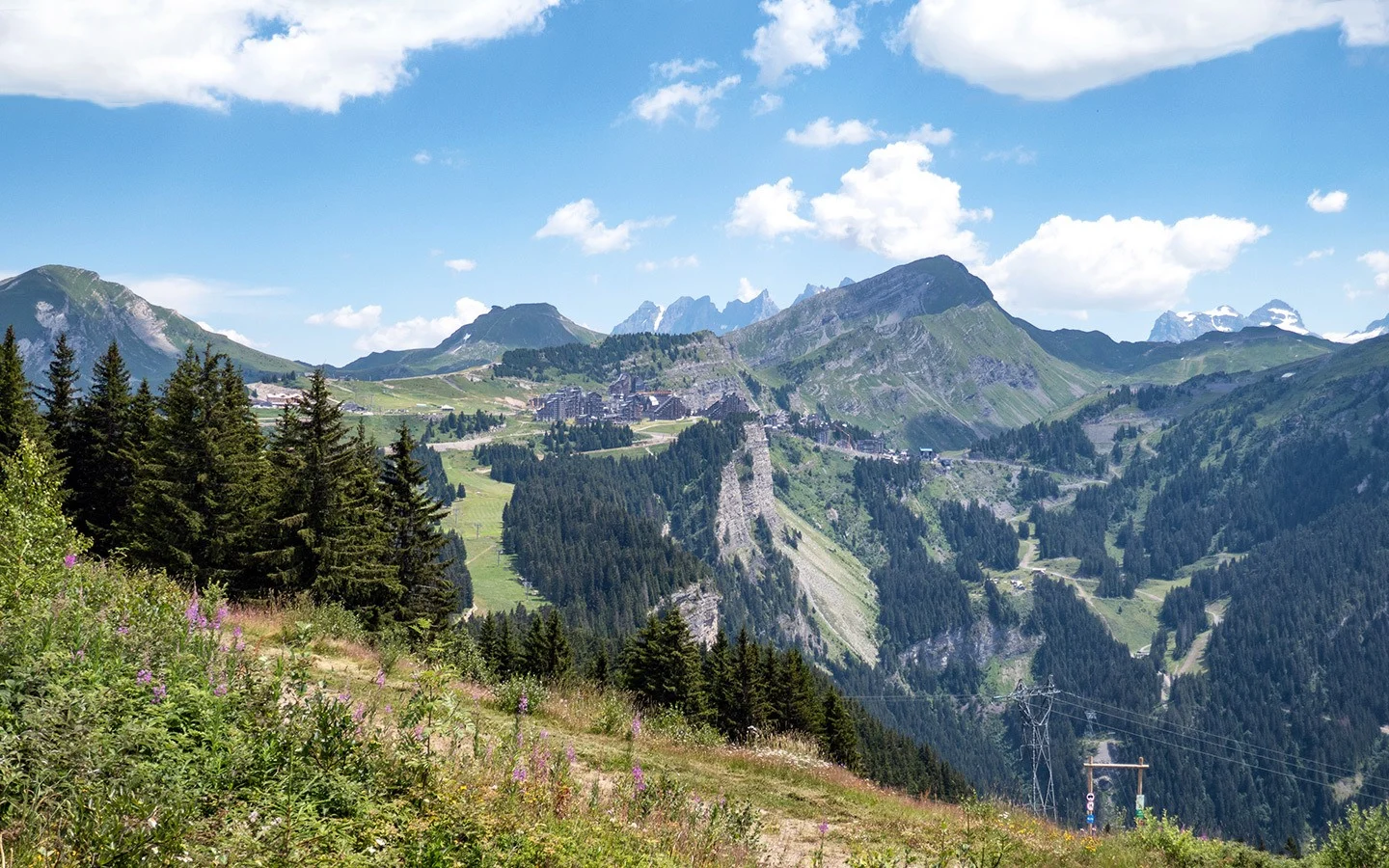 Views towards Avoriaz ski resort in summer in the French Alps