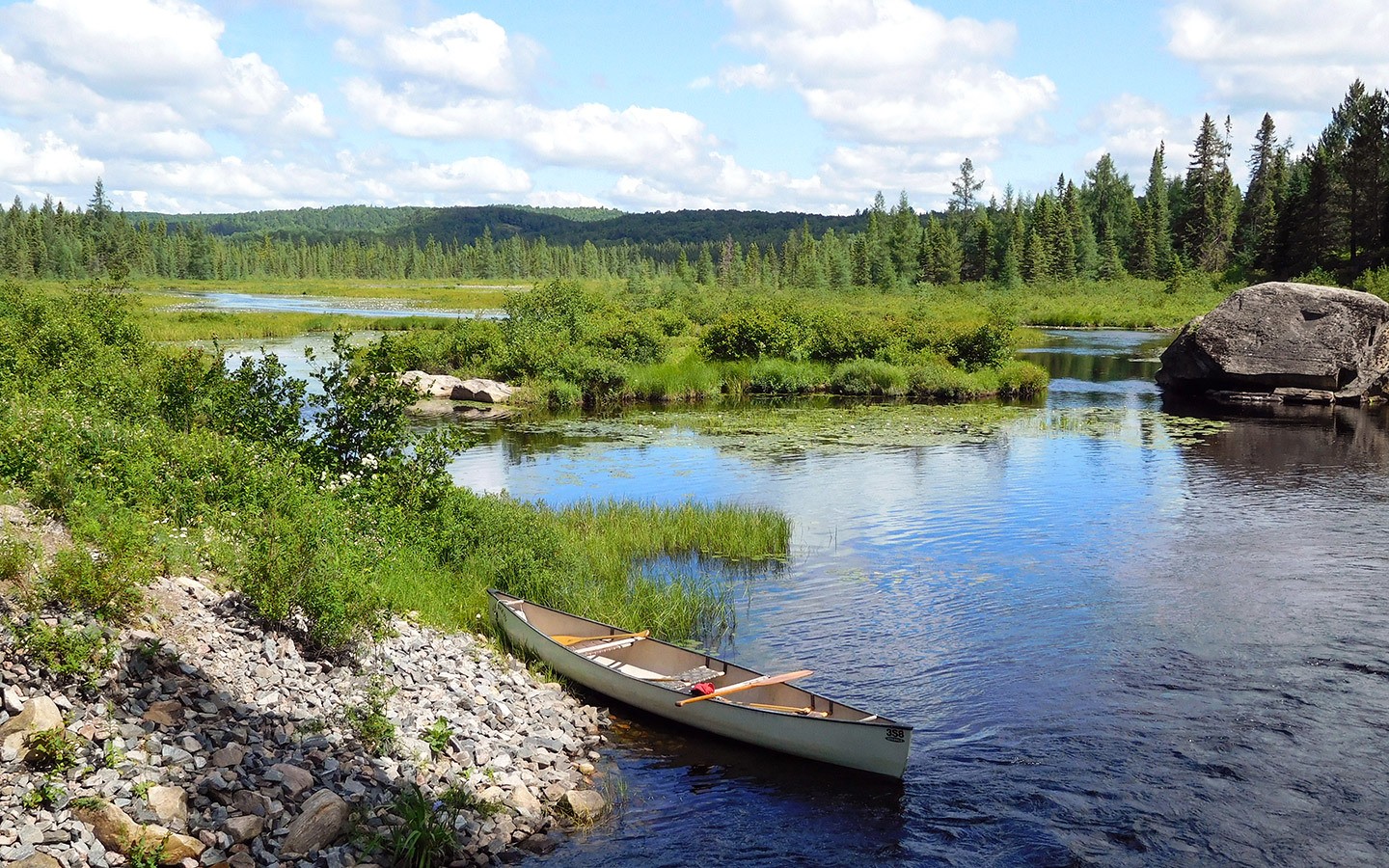 Canoeing in Costello Creek in Algonquin Provincial Park, Canada