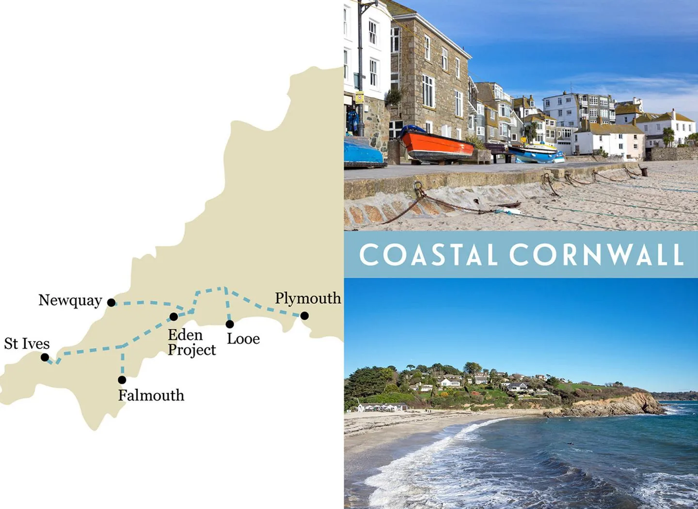 Britain by train: Coastal Cornwall one-week rail trip route map