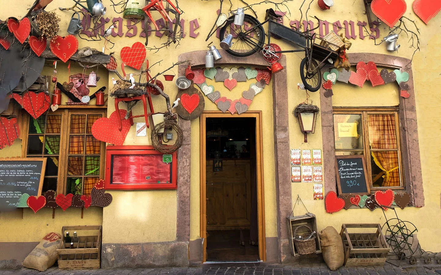 Colourful shopfronts in Colmar, Alsace, France