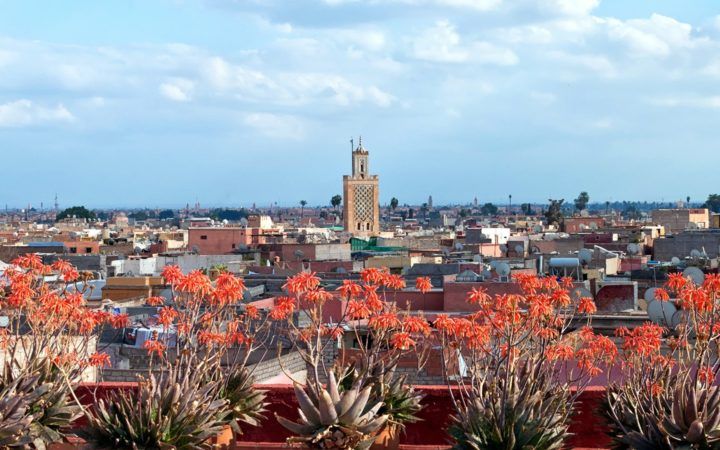 Views over the rooftops of the medina in Marrakech, Morocco