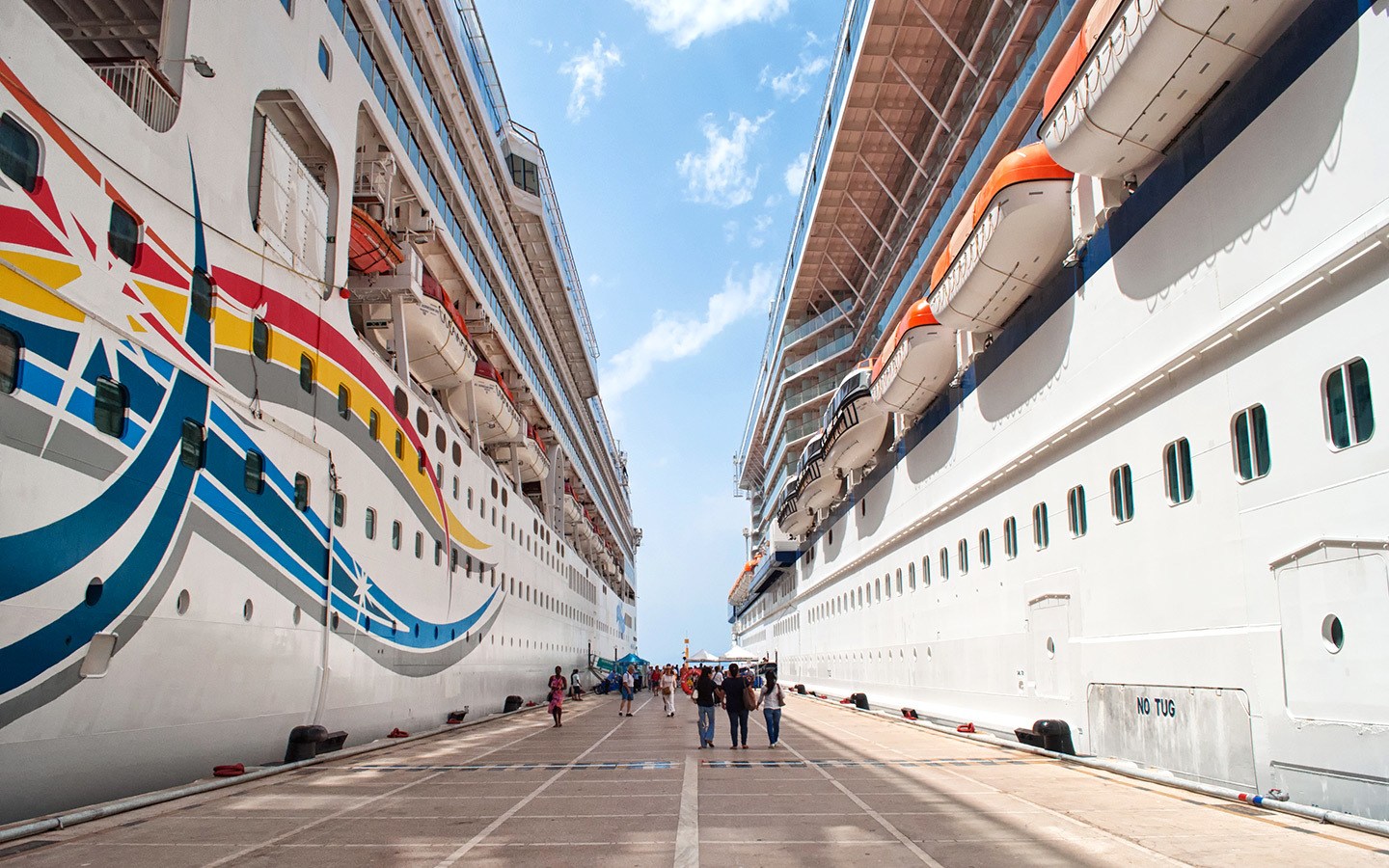 Two cruise ships in dock