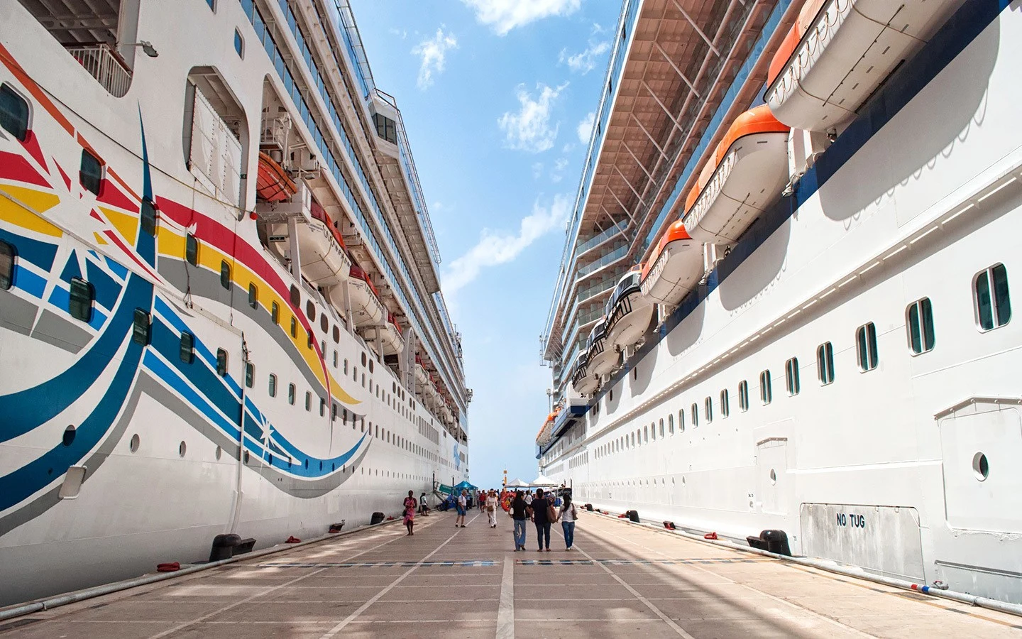 Two cruise ships in dock