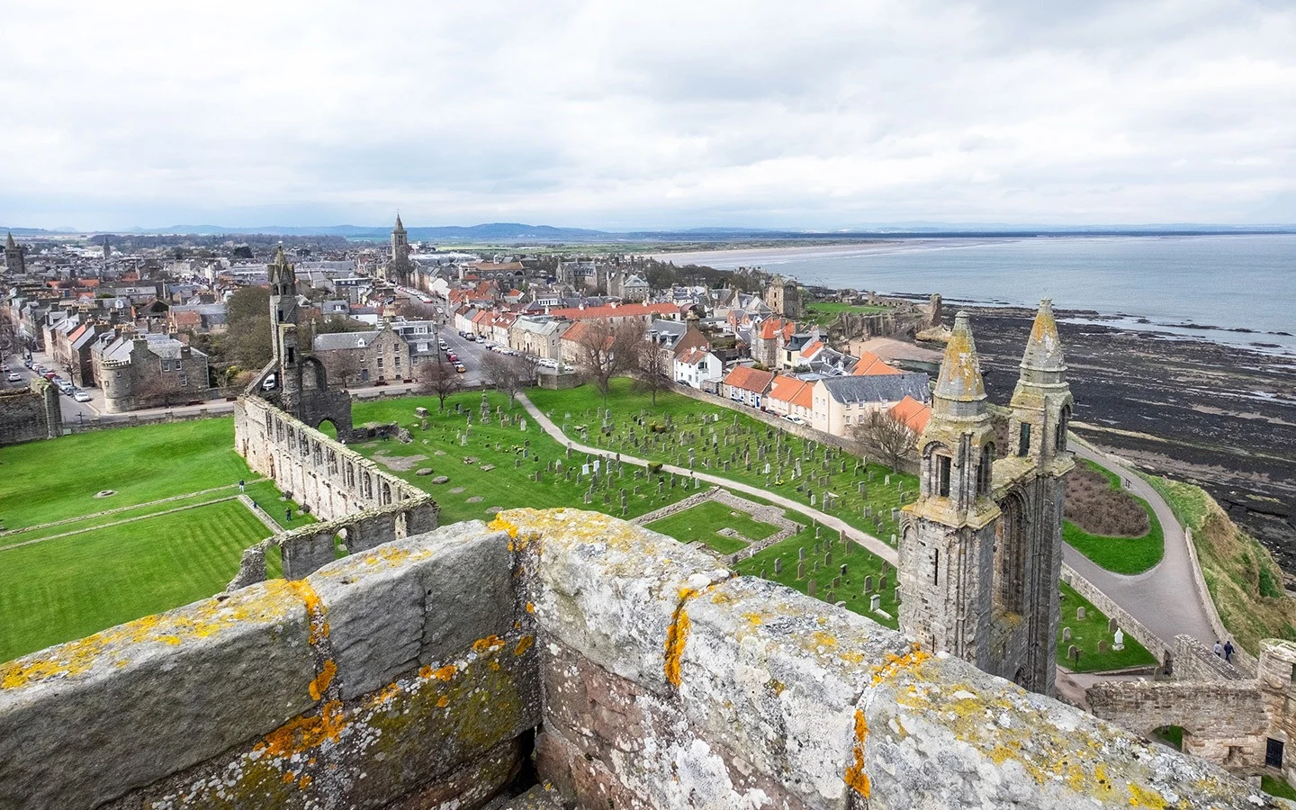 A bird's eye view from St Rules Tower, St Andrews Cathedral