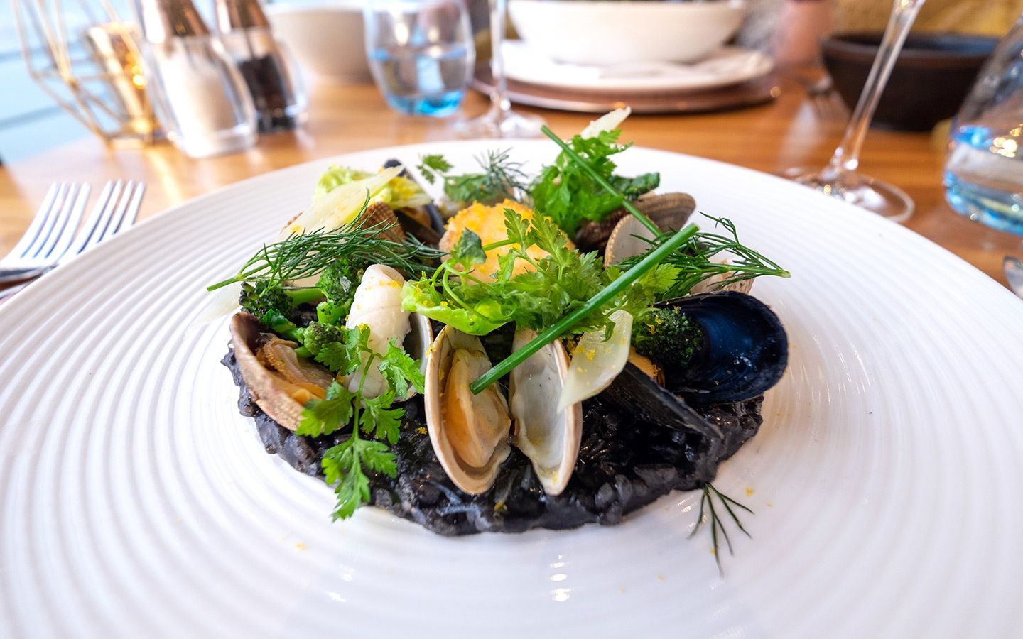Squid ink risotto at the Seafood Ristorante