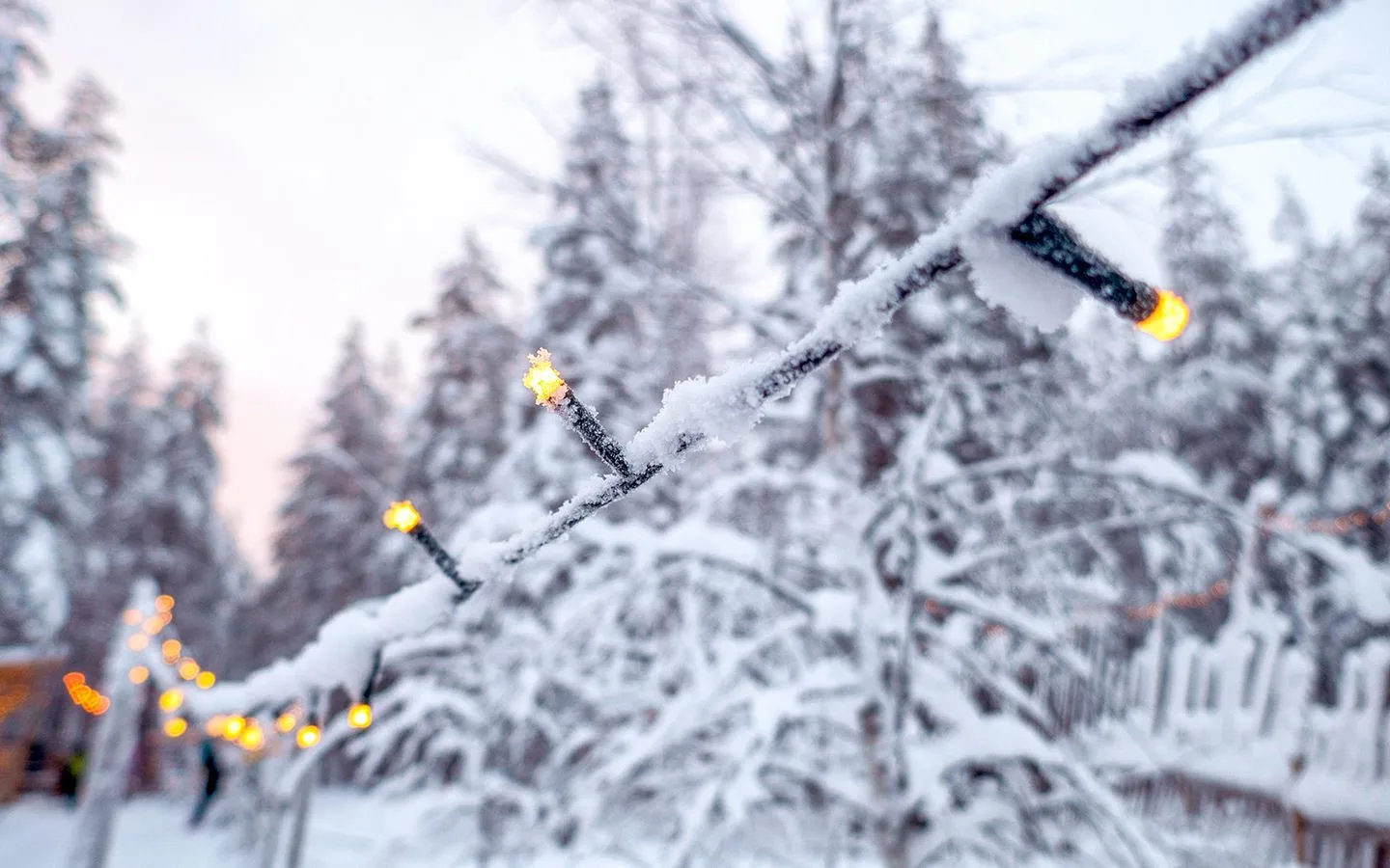Christmas lights in Santa Claus Village Rovaniemi, Finland