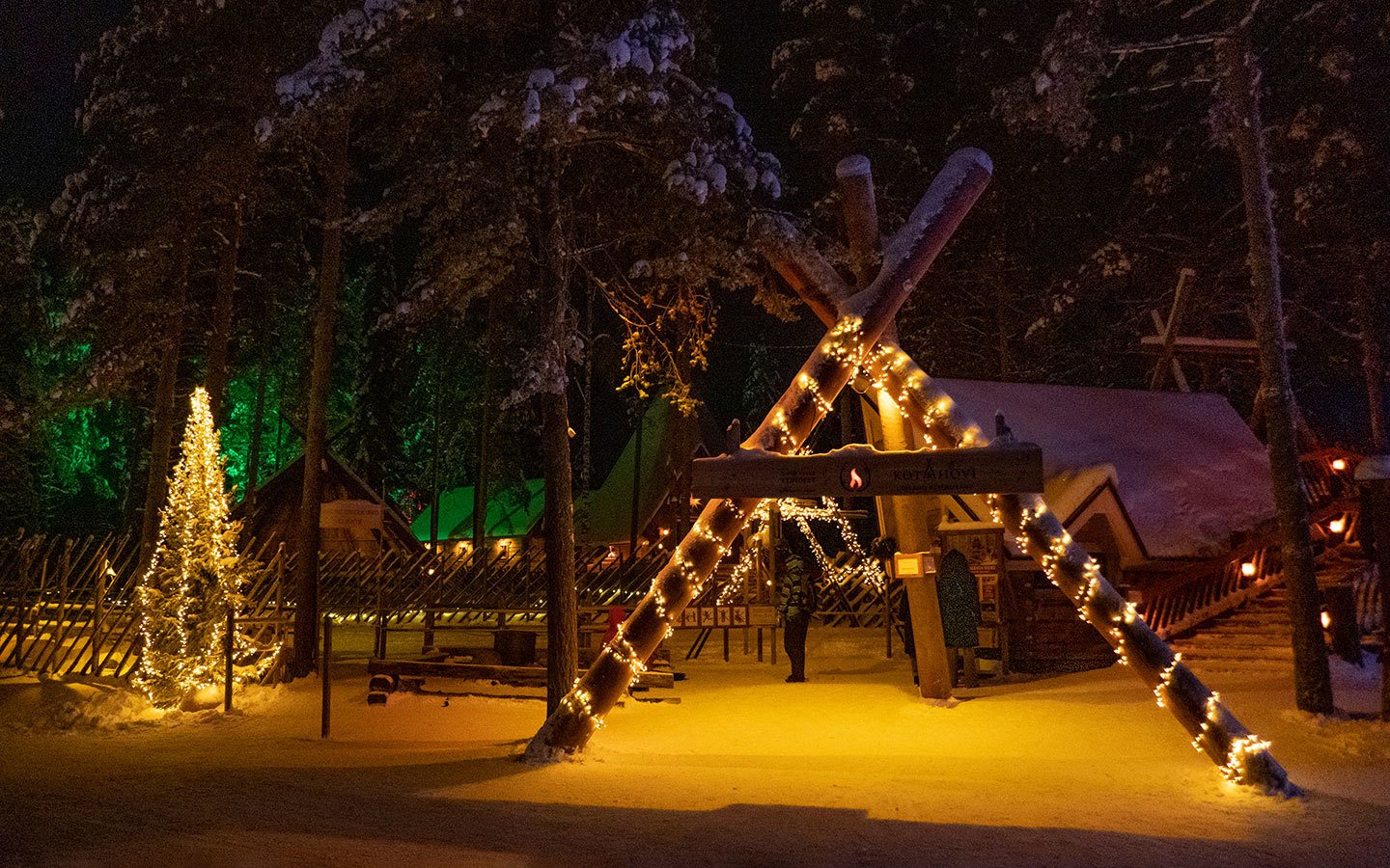 Rovaniemi's Santa Claus Village at night