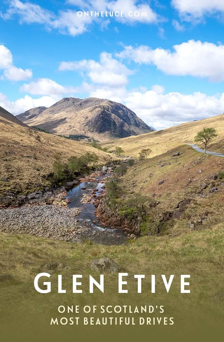 Looking for Scotland’s most scenic road trip? A guide to driving the Glen Etive road near Glencoe in the Highlands – 12 miles of lochs, moors and mountains used as a location for Bond film Skyfall | Scottish Highlands | Things to do in Glencoe | James Bond Skyfall locations | Scenic drives in Scotland | Scotland road trip