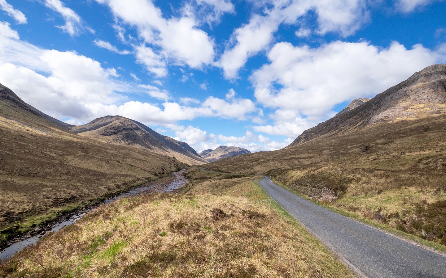 Driving the scenic Glen Etive Road in Scotland