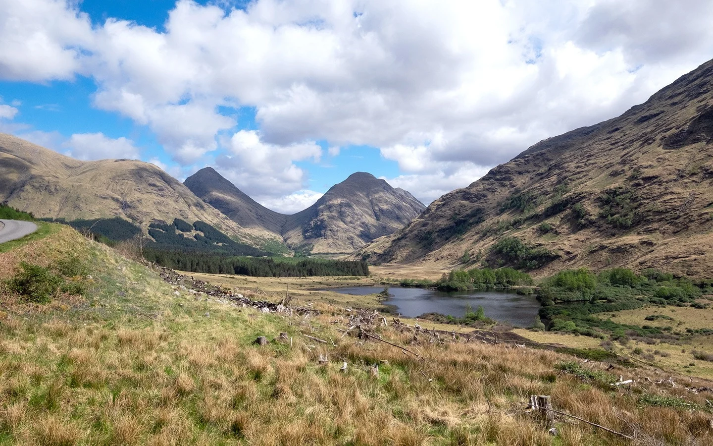 Buachaille Etive Mor and Buachaille Etive Beag mountains in the Scottish Highlands