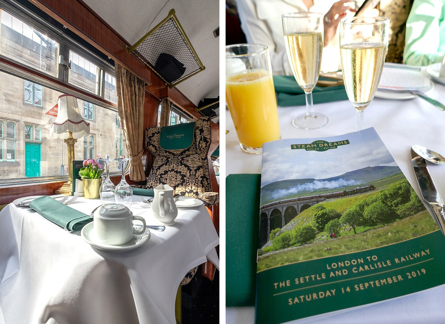 On board a steam train day trip Pullman Dining carriage