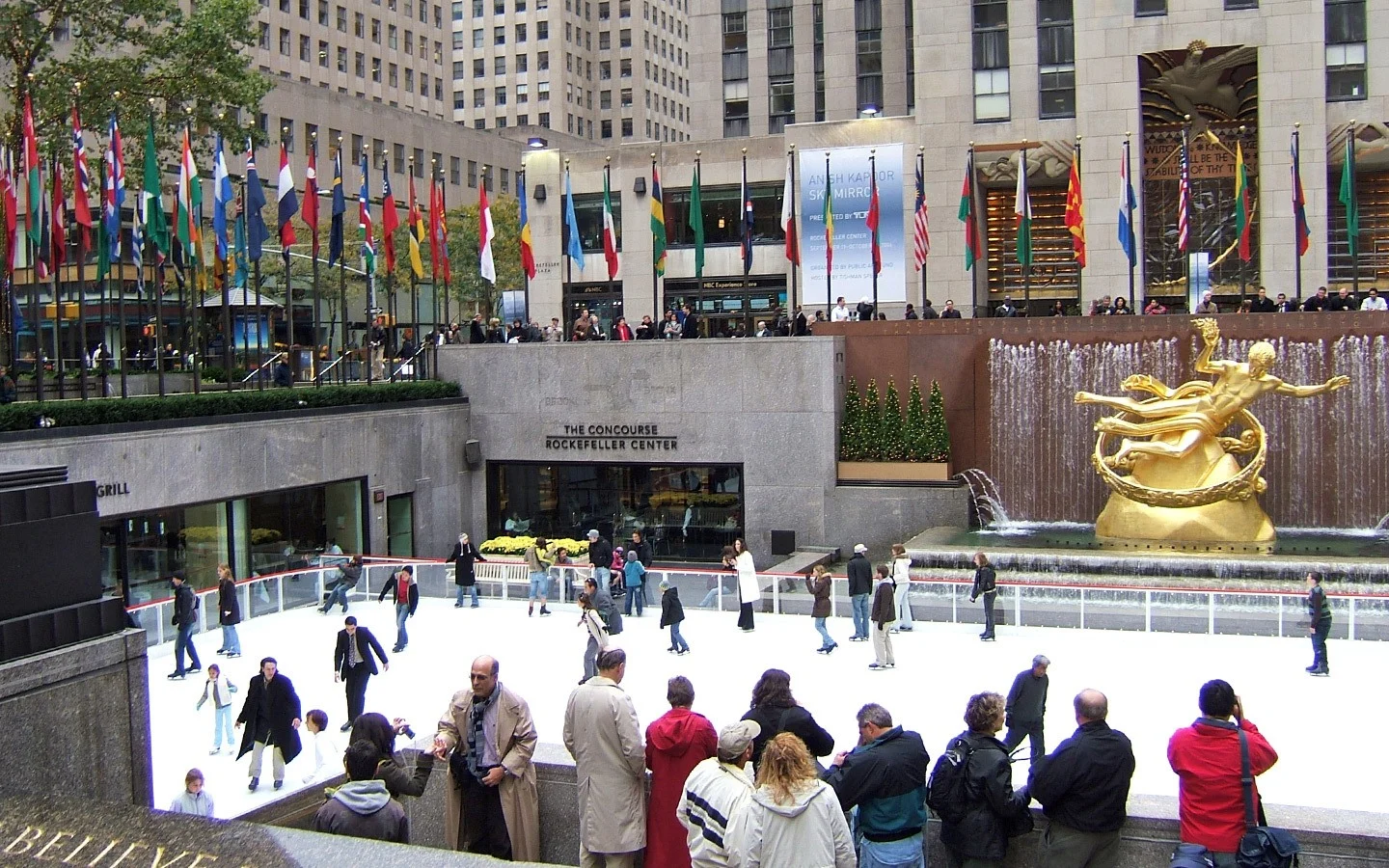 Ice rink at the Rockefeller Center in New York in winter