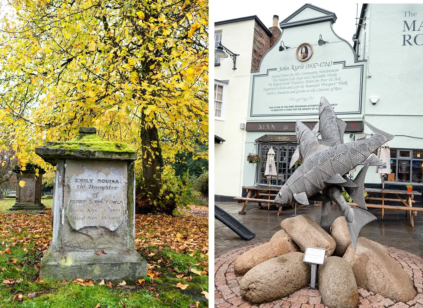Graveyard and John Kyrle pub in Ross-on-Wye