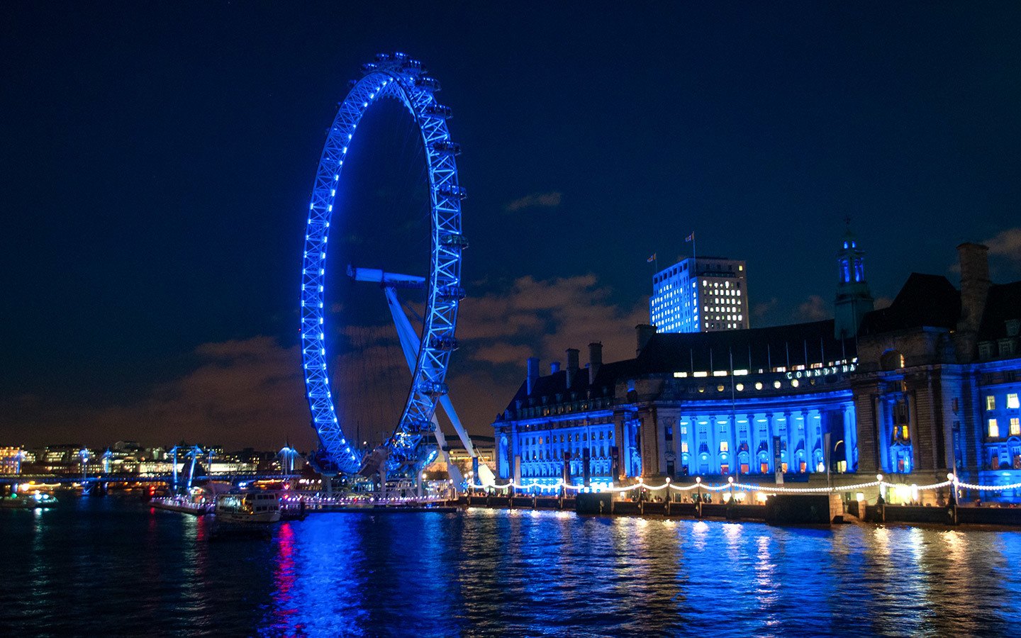 South Bank at dusk in London