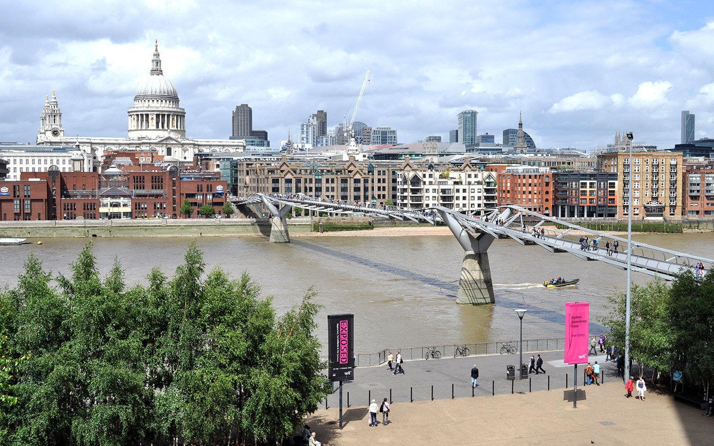 The Millennium Bridge and St Paul's Cathedral from Tate Modern