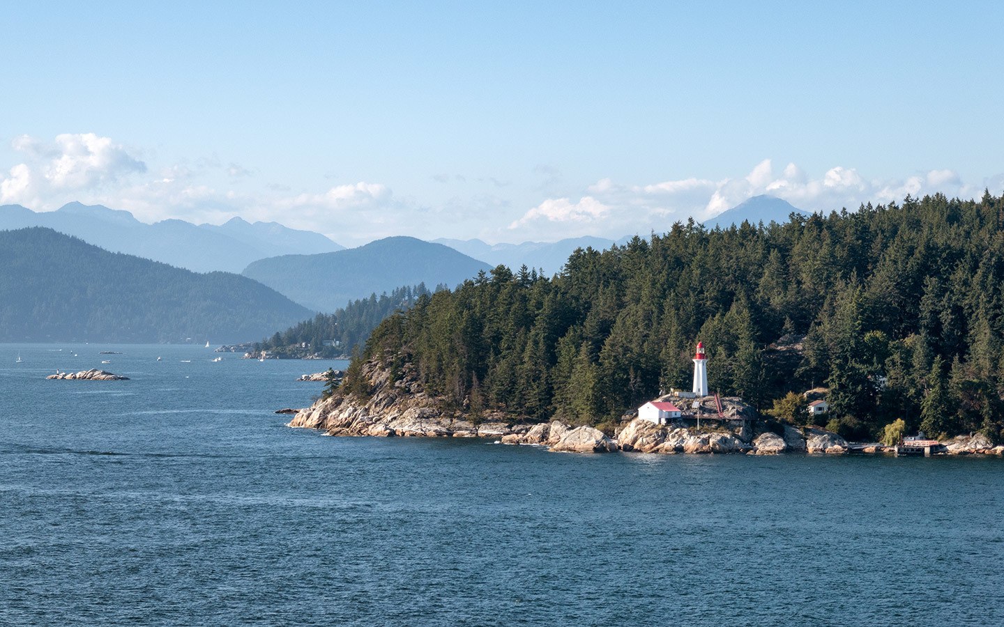 Sailing along the coastline outside Vancouver