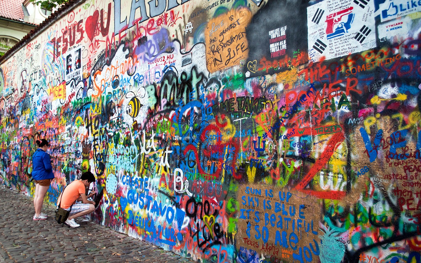 The grafitti-covered John Lennon Wall