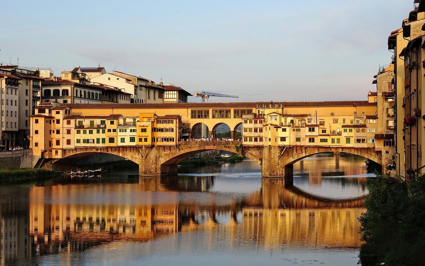 The Ponte Vecchio bridge in Florence at sunset