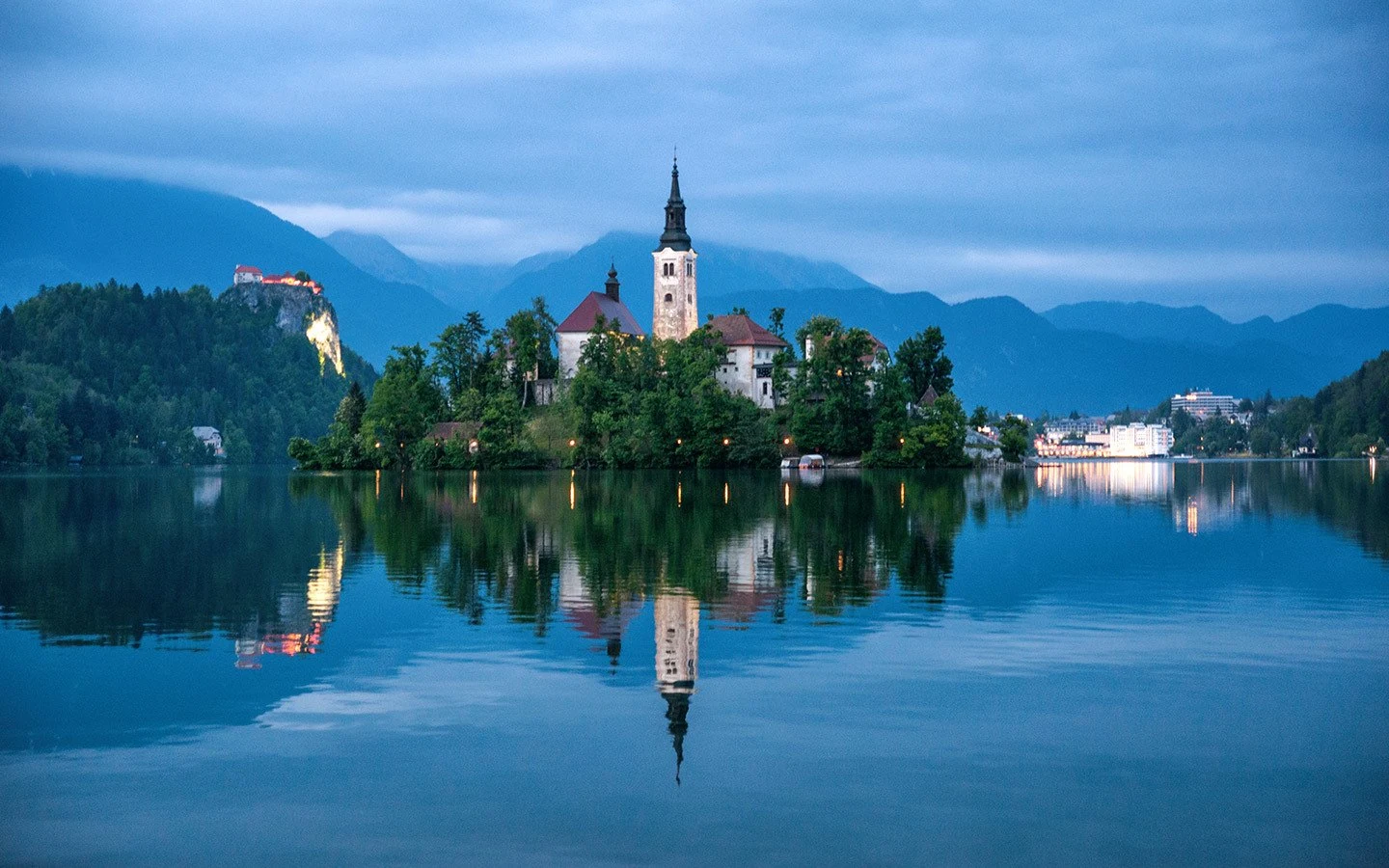 Lake Bled at dusk