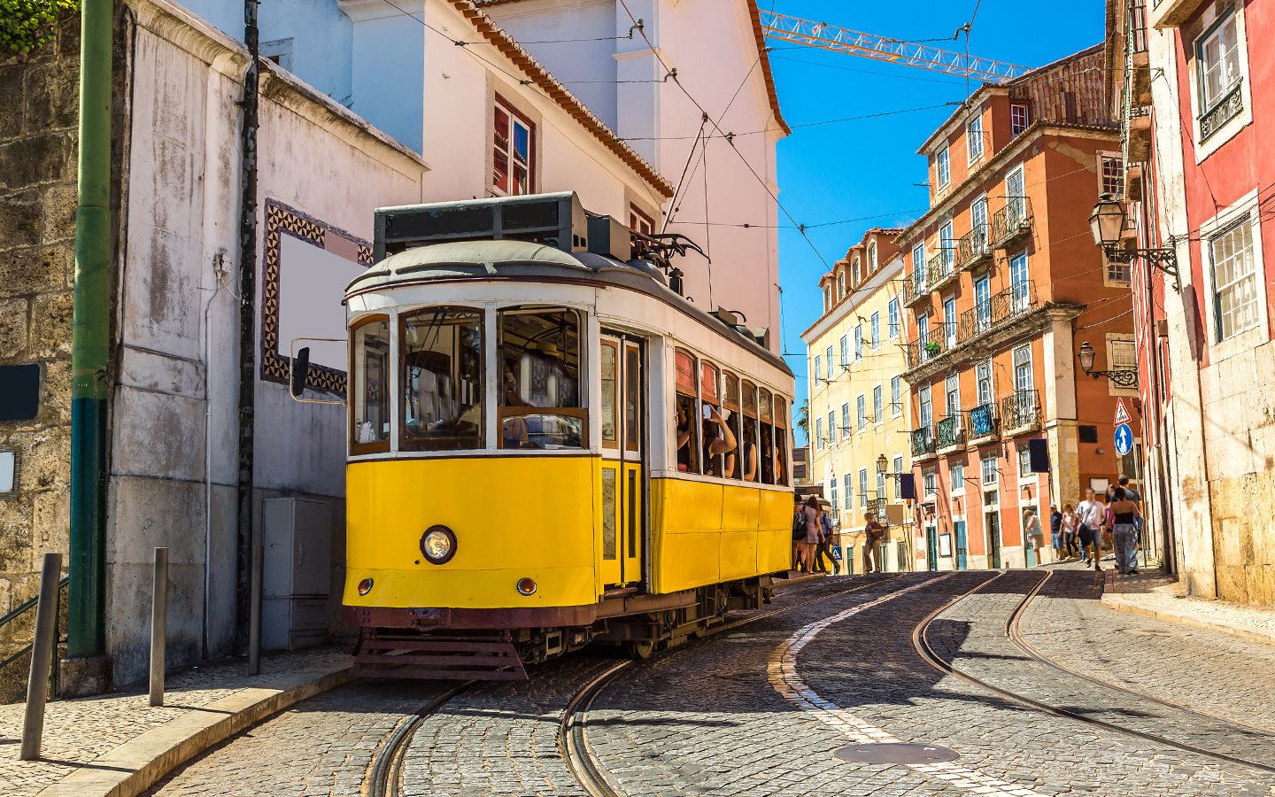 Trams in Lisbon Portugal