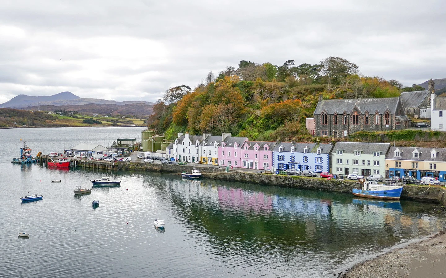 Portree harbour on the Isle of Skye, Scotland