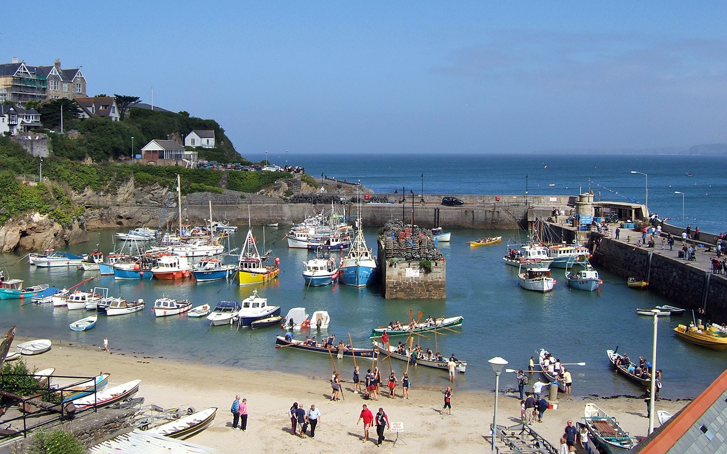 weekend train trips uk Boats in the harbour in Newquay, Cornwall