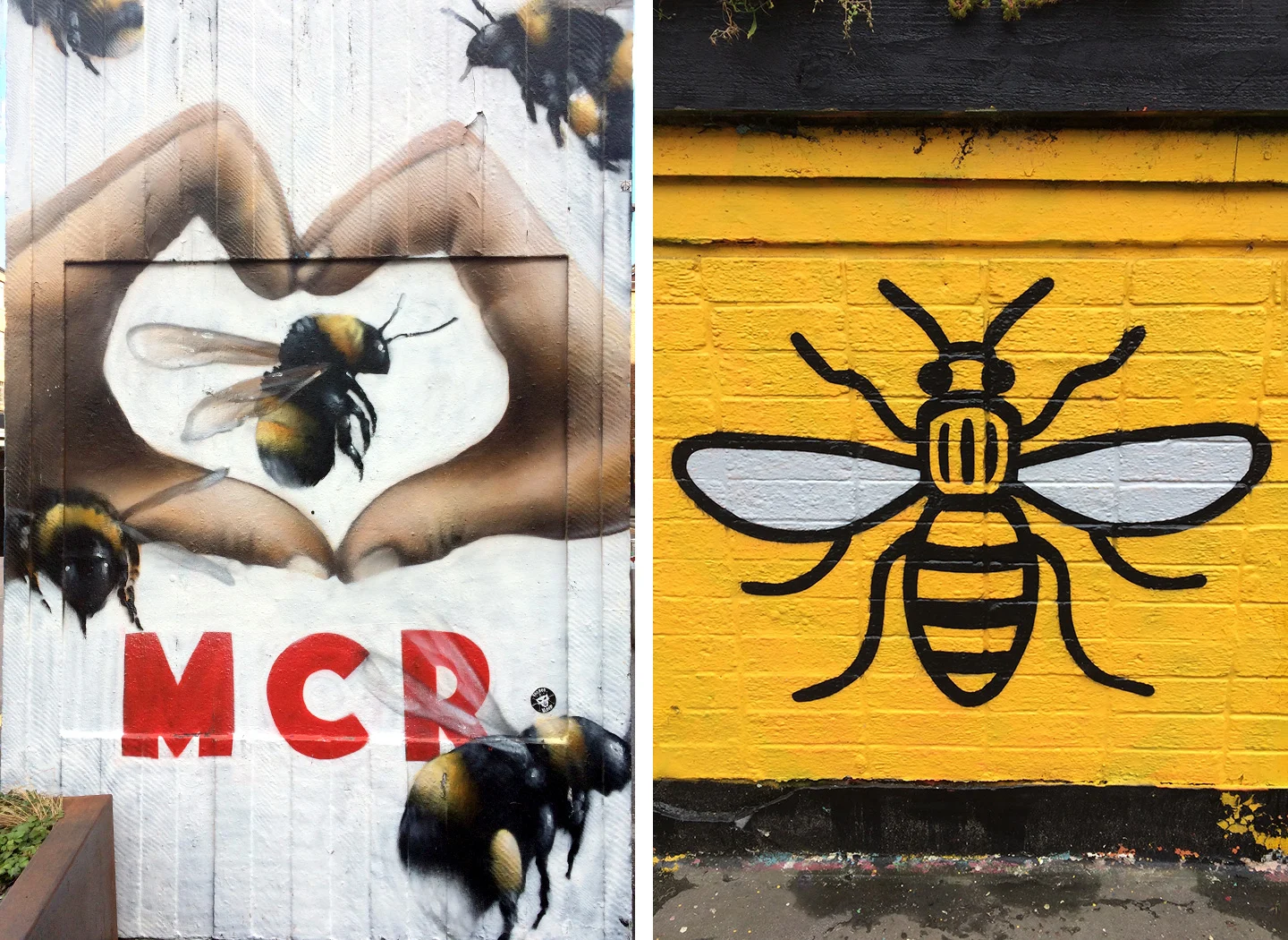 Manchester bees street art in the Northern Quarter