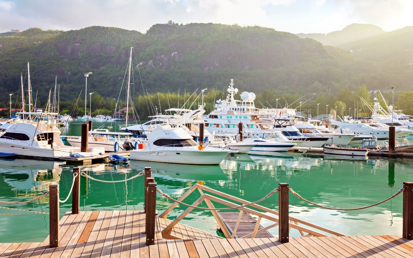 Boats on Eden Island in Mahé