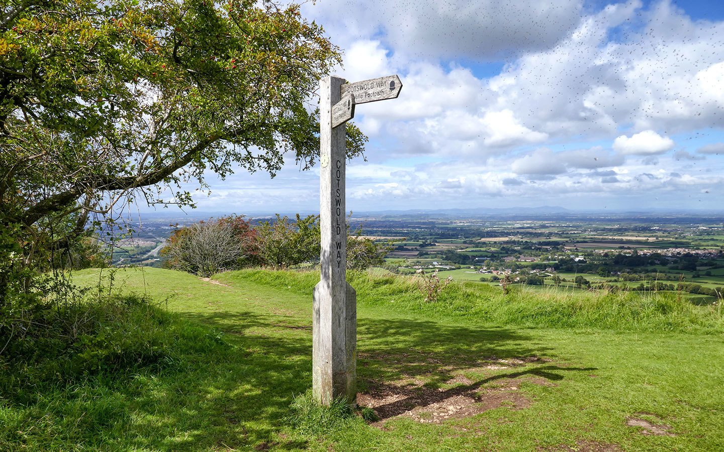 Walking the Cotswold Way – signpost at Crickley Hill
