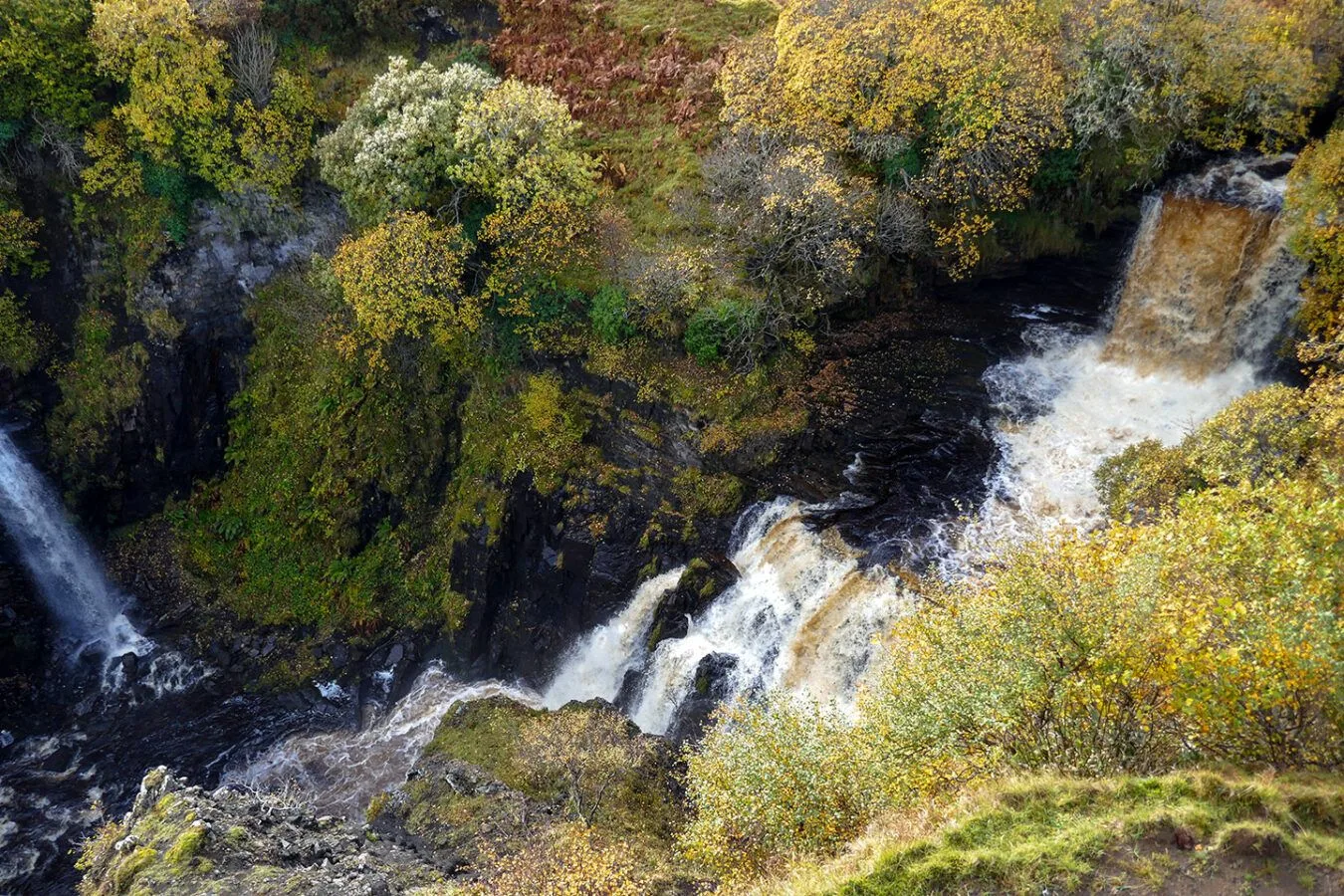 Looking down on the Lealt Falls waterfall 