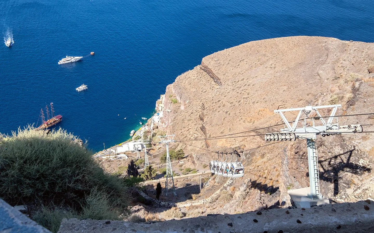 The cable car from Fira to the old port in Santorini