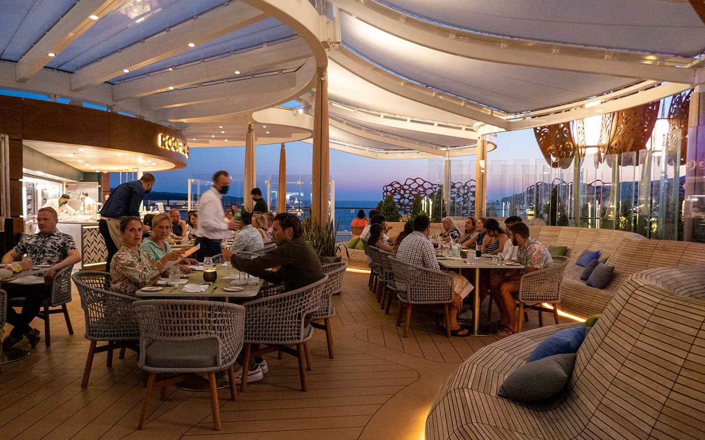 The Rooftop Garden Grill on Celebrity Apex at dinner time